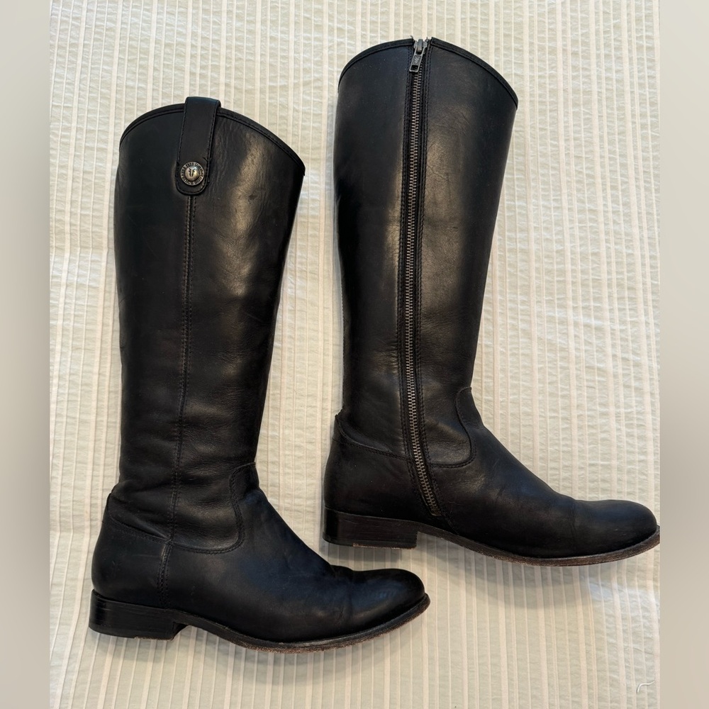 FRYE leather tall boots ladies size 7.5 Black